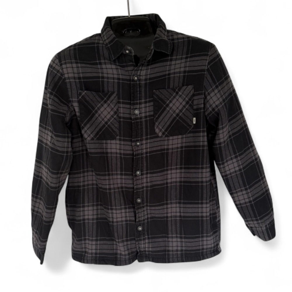 Vans Charcoal Plaid Sherpa Lined Shirt Jacket Shacket Men’s M